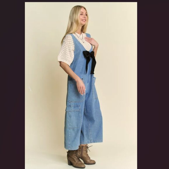 D1 NWT Davi & Dani Plus Size Denim Jumpsuit - Picture 5 of 5